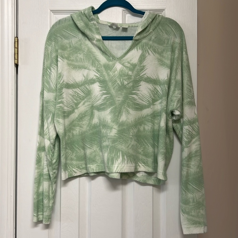 Roxy super soft crop top w hood soft green/beige M $14